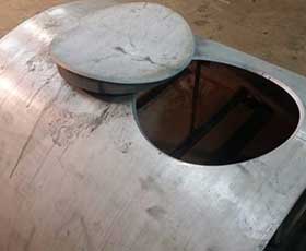 Angular cutting water jet